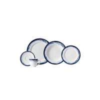 Serviço de Jantar e Chá 30 Peças em Porcelana, Decoração Névoa Azul, Porcelana Schmidt