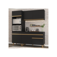 Cozinha Compacta 3 pç c/ Armário e Balcão MP3694 Veneza GB Preta