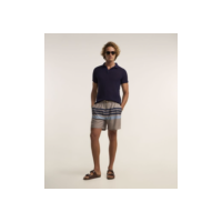 Bermuda Boardshort em Microfibra com Listras Marrom/Azul