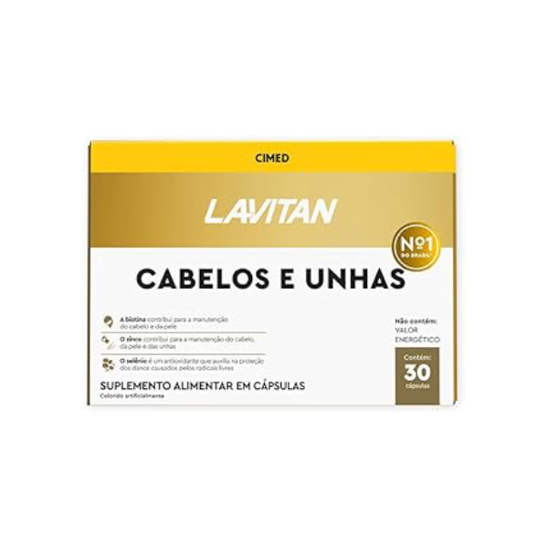 Vitaminas Cabelos e Unhas, Dourados, Lavitan, 30 cápsulas