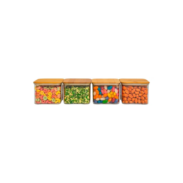 Kit 4 Potes De Acrílico 650ml Com Tampa Herméticos - Tüd