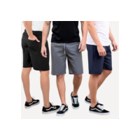 Kit 3 Bermudas Masculina Tactel Liso Academia Treino com Bolso Traseiro - PRETO+MARINHO+CINZA - P - Colorido