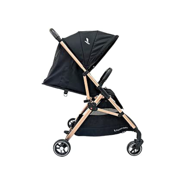 Carrinho Premiu Baby Zurich Preto Rose Couro Preto