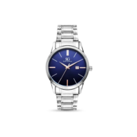 Relógio Masculino Clássico Prata Saint Germain 42mm Prateado Prateado Azul-marinho