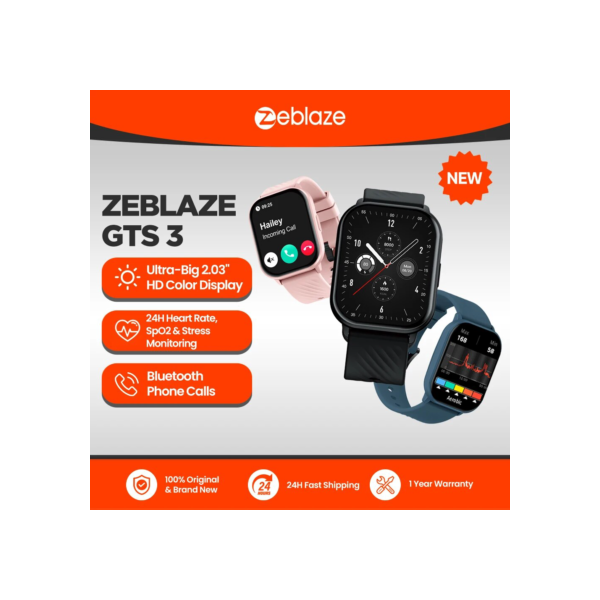 Zeblaze-GTS 3 Voice Calling Relógio Inteligente, Ultra Grande, 2.03 "Tela HD, Monitor de Saúde, 100 + Modos Esportivos, 200 + Faces, Novo