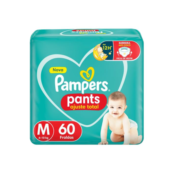 Pampers Pants Ajuste Total Fralda com cintura elástica M 60 Unidades