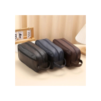 Necessaire Bolsa de Mão Couro Sintético Bag Multiuso 2 Divisorias Unissex