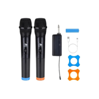 Microfones Dinâmico Sem Fio Duplo Profissional Recarregável