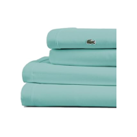 Lacoste Jogo de lençol 100% algodão percal sólido, respirável, refrescante e de qualidade de hotel - bolso profundo, ajuste fácil, certificado Oeko-Tex, azul água, Queen
