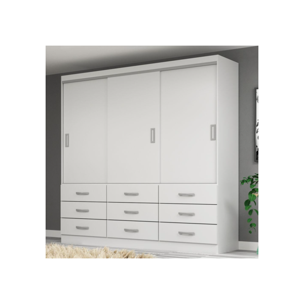 Guarda-Roupa Casal Isabela 3 PT 9 GV Branco