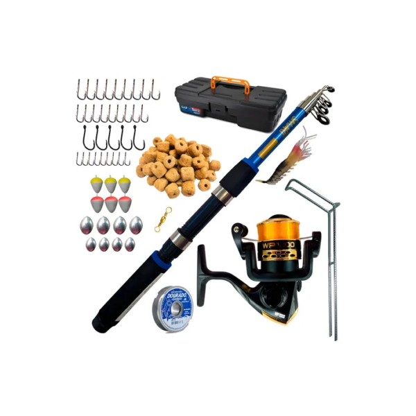 Conjunto De Pesca Completa Vara Molinete E Acessórios