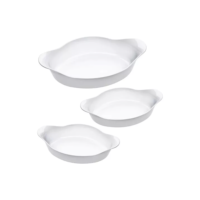 Marinex conjunto de assadeiras oval opaline 3 peças branco