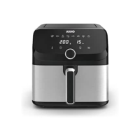 Fritadeira Sem Óleo Arno Air Fryer Mega Digital 7,5L AFD7, 1700W, Inox e Preta, Painel Touch, 8 Funções, Antiaderente, 110V