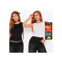 Lovito Kit 2 Regatas Lisa Casual Feminina LB709BRL739