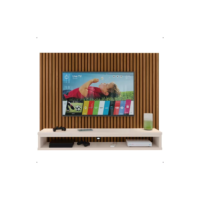 Painel Prateleira Nicho Suspenso Tv Até 50 Polegadas Ripado Cor Ripado Freijo / Off White