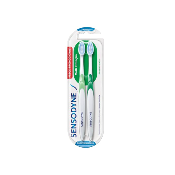 Sensodyne Escova de Dente Multi Proteção, Escova Dental com Cerdas Macias, Limpeza Completa, 2 Unidades