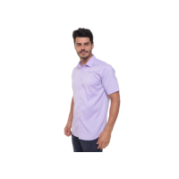 Camisa Masculina Lisa Slim Fit Manga Curta  Caimento Simples Sem Bolsos  Não Amassa Passa Fácil