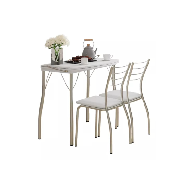 Conjunto Sala De Jantar Tallim Mesa e 2 Cadeiras Carraro Cor Branco