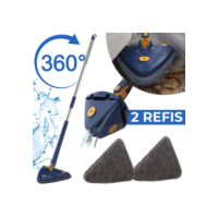 Esfregão com 3 pano Mop De Limpeza Ajustável Giratória 360° Limpeza Banheiro Chão Janela Teto