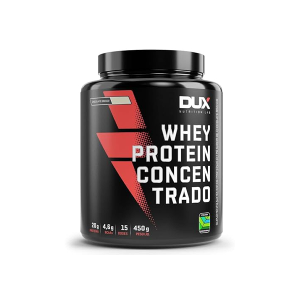 Whey Protein Concentrado Chocolate Branco Pote 450g – Contribui para o Ganho Muscular Hipertrofia – Dux Human Health