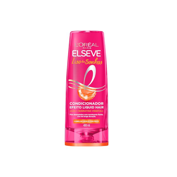 L'Oréal Paris Elseve Liso dos Sonhos Condicionador, com Efeito Liquid Hair, Enriquecido com AHA e Queratina Vegetal para Alinhamento Capilar e Brilho Intenso, 400ml