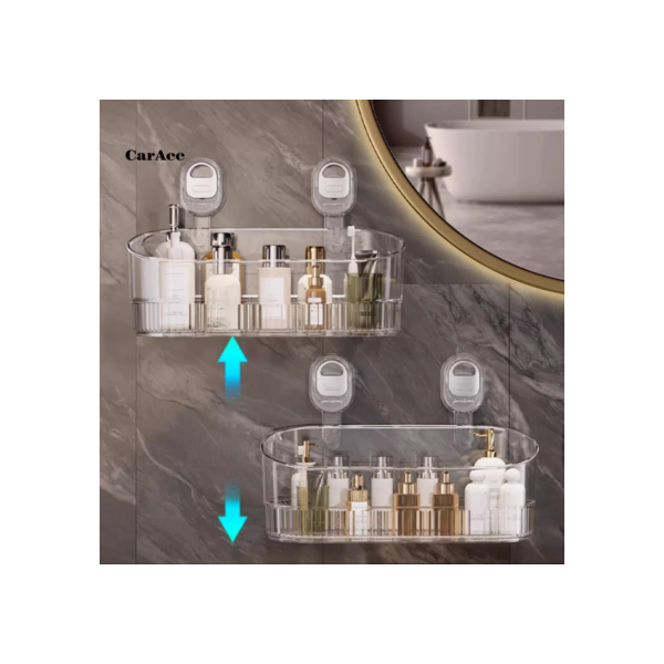 < CarAcc > Prateleira De Armazenamento Para Banheiro Cesta De Sucção De Fácil Instalação Rack De Com Suporte De Carga Fo
