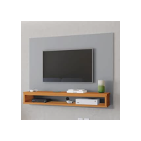 Estante Livro Painel Tv 43 32 42 50 Polegadas Sala Quarto Ripado (Cinza/Cinamomo)