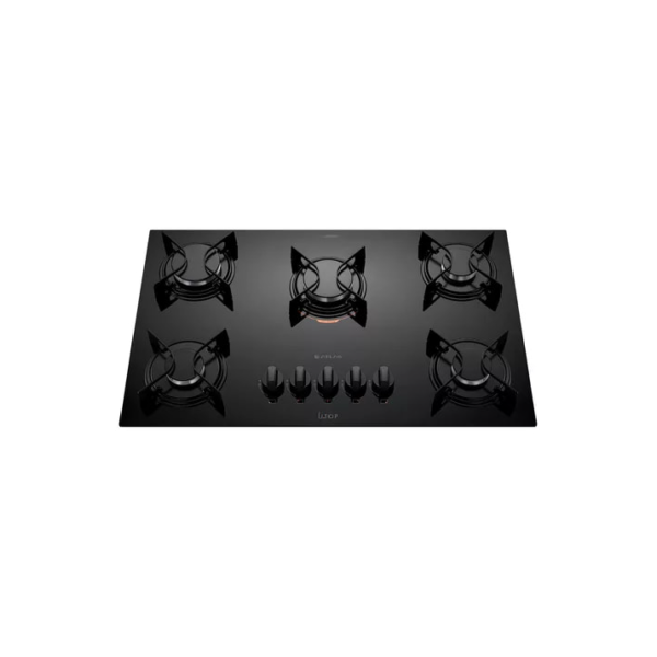 Cooktop 5 Bocas A Gás Atlas U Top Mesa De Vidro Preto Bivolt 110V/220V