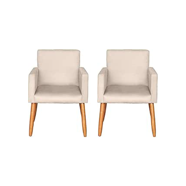 Kit 2 Poltronas Cadeira Decorativa para Sala de estar Cadeiras para Recepção Manicure Escritório Sala De Espera (BEGE)