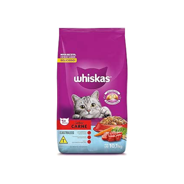 whiskas Ração Whiskas Para Gatos Adultos Castrados Sabor Carne - 10 1Kg