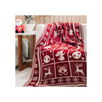 Manta Natalina Decorativa Tricot Macia Desenho com Árvore de Natal 155x95cm Dupla Face