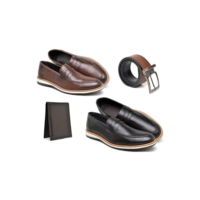 Kit Mocassim Masculino Casual Em Couro Confortável
