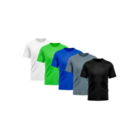 Kit 5 Camiseta Masculina Dry Proteção Solar UV Básica Lisa Treino Academia Camisa Camisetas - Preto+Branco
