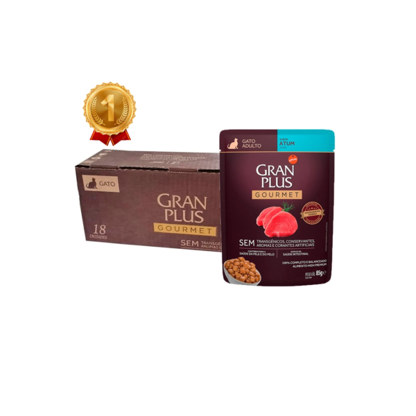 Kit 18un. Ração Úmida Sachê GranPlus Gourmet Gatos Adultos Atum 85g