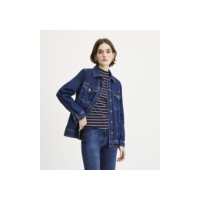 Jaqueta Alongada Jeans com Bolsos Frontais Azul