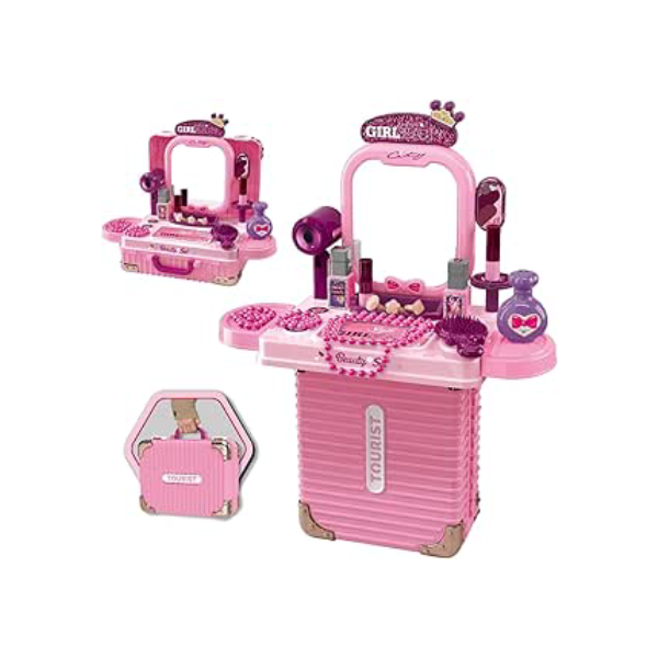 Bancada Penteadeira Infantil 3 em 1 Maleta 21 Peça Maxi Toys