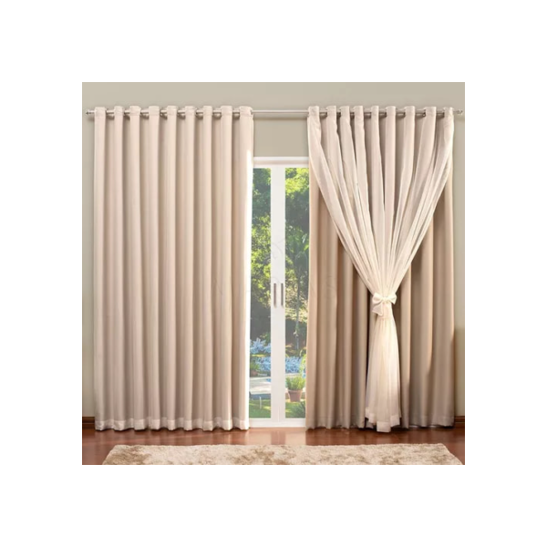 Cortina de Blackout com Voil Liso para varão simples - 4,00 x 2,70