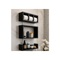 kit 3 nichos prateleiras para banheiro branco ou preto 100%