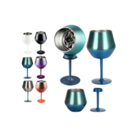 Taça Térmica Inox 414ml 2 em 1 Copo Isolado a Vácuo Reutilizável Haste Removível Parede Dupla Gin Vinho ou Cocktail Inquebrável, cores variadas Premium