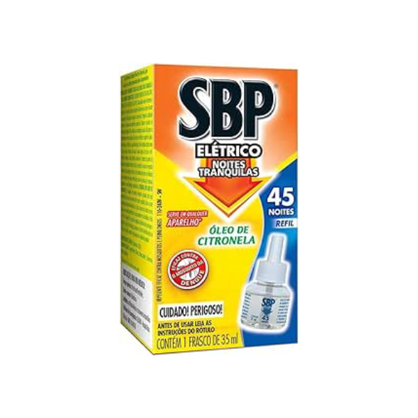 SBP Repelente Elétrico Líquido 45 Noites Citronela Refil 1 unidade 35ml