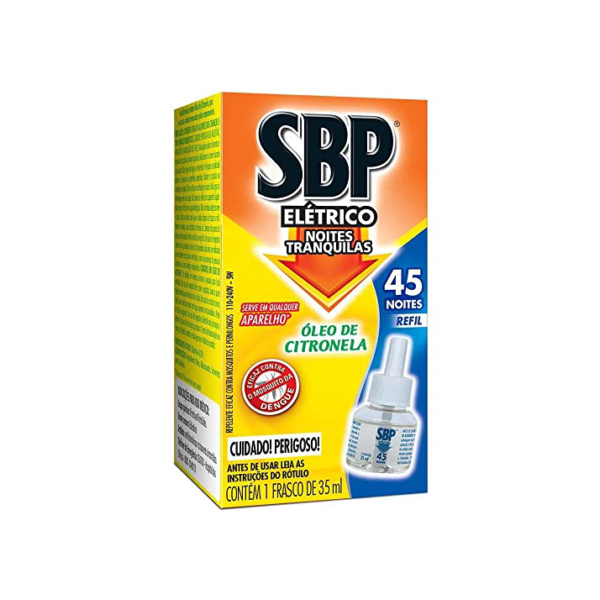 SBP Repelente Elétrico Líquido 45 Noites Citronela Refil 1 unidade 35ml