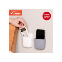 Caixa de Armazenamento Montada na Parede com Suporte de Plugue e Controle Remoto para TV e Ar Condicionado