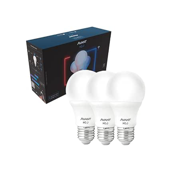 Kit Com 3 Lâmpadas Inteligentes LED Smart Wi-Fi Bulbo Pera NEO 10W Luz Dimerizável Amarela-Branca Base E27 Bivolt Avant
