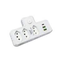 Extensão de Tomada, Régua Tomada, Régua de Energia, 3 Tomadas, 2 Entradas Usb, 1 Entrada Tipo-C, Suporte a Tensão de 110-220V, Potência de 2500W (Branco)