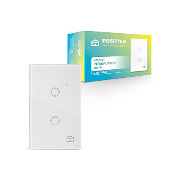 Smart Interruptor Wi-Fi Positivo Casa Inteligente, 2 Botões, Touch, Branco - Compatível com Alexa e Google Assistente