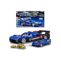 Mattel Brick Shop Hot Wheels Jogo de Construção Speed Cadillac Project GTP Hypercar em escala 1:32 com Placa de Coleção e 1 carrinho de metal Perfeito para colecionadores