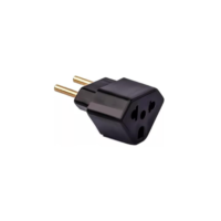 Adaptador de Tomada Universal 10A e 20A 2 Polos Padrão Brasileiro e Americano (PRETO)
