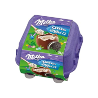 Ovo de Páscoa de Colher Milka Spoonable Creme e Oreo 128g (4 unidades de 32g cada) + Colher de Madeira
