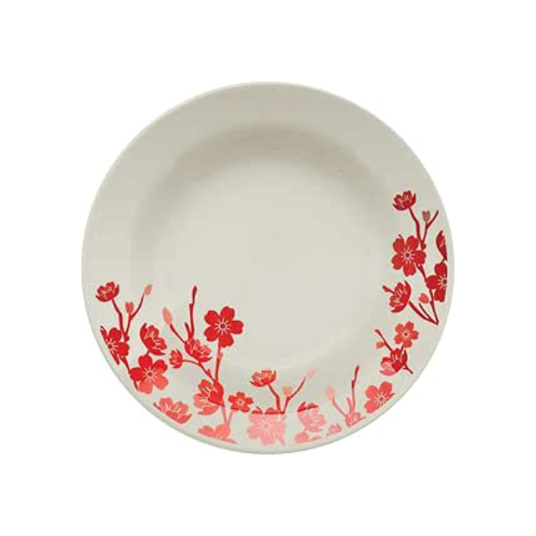 1 Conjunto com 6 Pratos Fundo Biona Donna Jardim Oriental Vermelho/Marfim 21 Cm