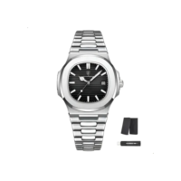 Relógio de pulso Poedagar 613 com corria de aço inoxidável cor prateado - fondo preto